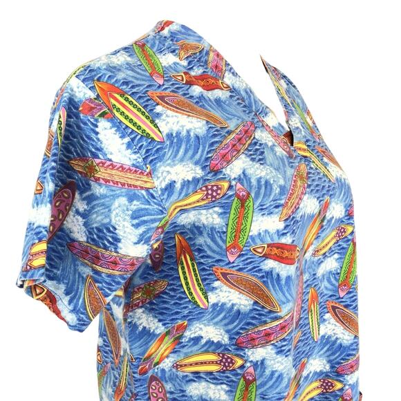 Med Gear Scrub Top V Neck Surf Boards Motif Short Sleeves Blue Size Small - Picture 8 of 8